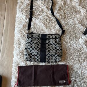 Coach Black and Gray Signature Shoulder Bag